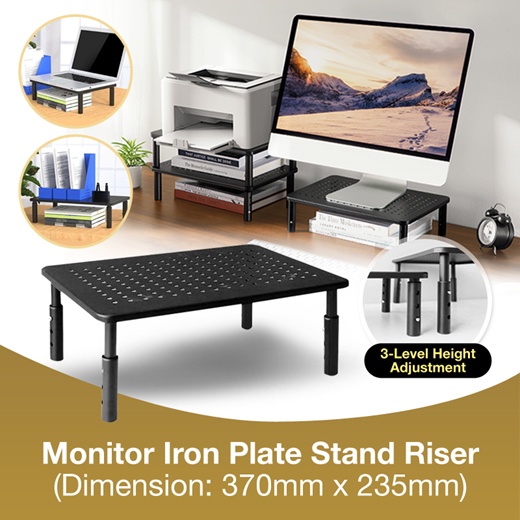 [✅SG Stock] Monitor Stand 3 Height Adjustable Monitor Stand Ergonomic Metal Monitor Riser Stand with Mesh Platform