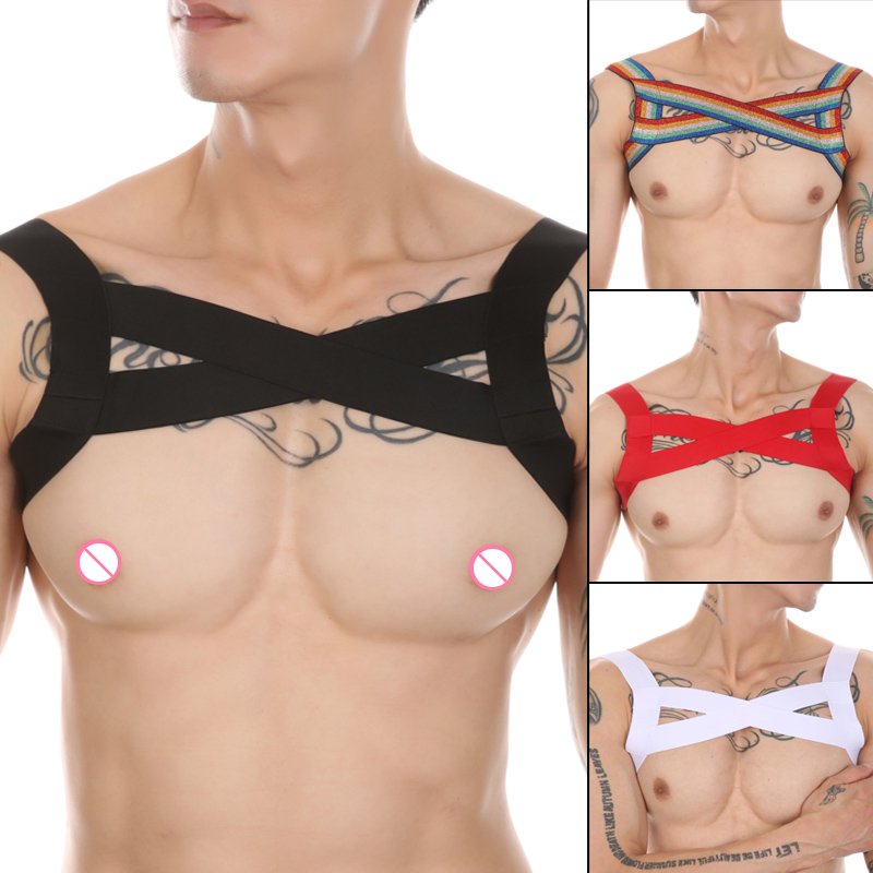 Mens Elastic Chest Muscle Harness Belt Sexy Chest Belt Hollow Out Nightclub Clothing