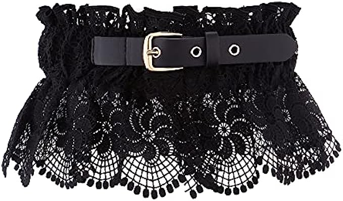 Ayliss Women Elastic Wide Belt Lace Stretchy Wide Waist Dress Belt Fashion Cinch Stretch Waistband Retro Trendy Ladies Belt