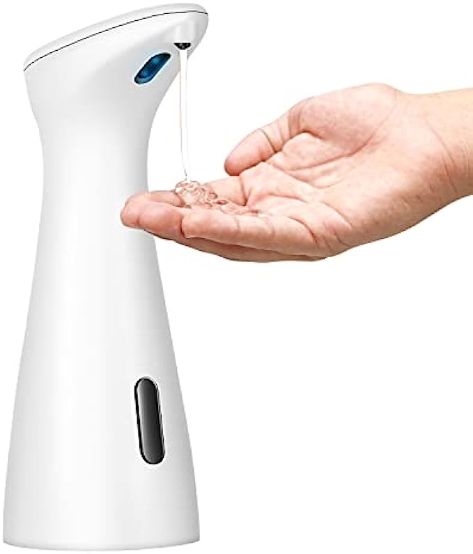 GVsmart Automatic Liquid Soap Dispenser, Touchless Soap Dispenser with Infrared Sensor, Electric Soap Pump with Battery Operated, 6.8oz. Smart Hand Sanitizer Dispenser for Kitchen, Bathroom, White