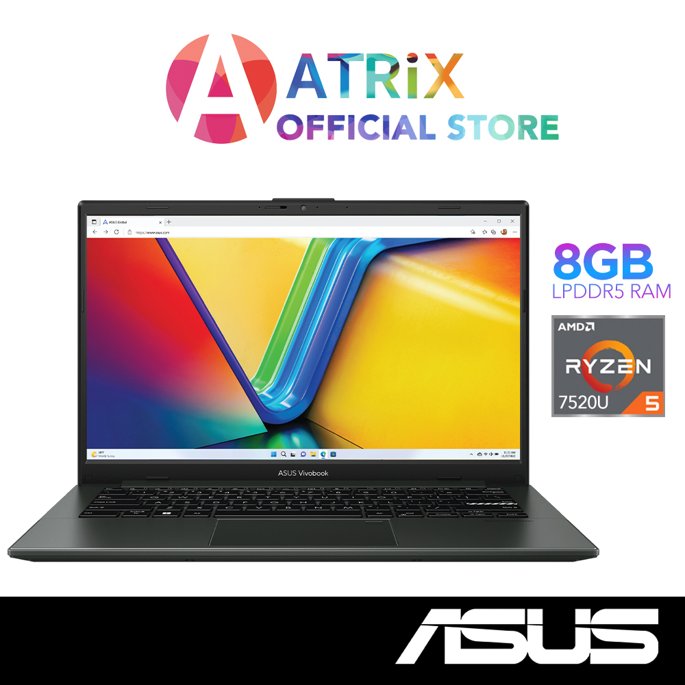 【Express Delivery】ASUS Vivobook Go 14 | E1404FA-NK106W | 14&quot; FHD | Ryzen 5 7520U | 8GB RAM | 512GB SSD | Win11 | 1Y