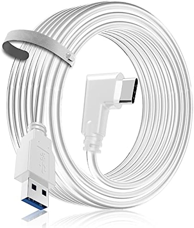Link Cable for Oculus Quest 2/1 16FT - Accessories for Meta Quest 2 and PC/Steam VR - USB 3.2 VR Headset Link Cable Faster and Stable for Computer Gaming and Others.(BSTKEECL, White, A to C)