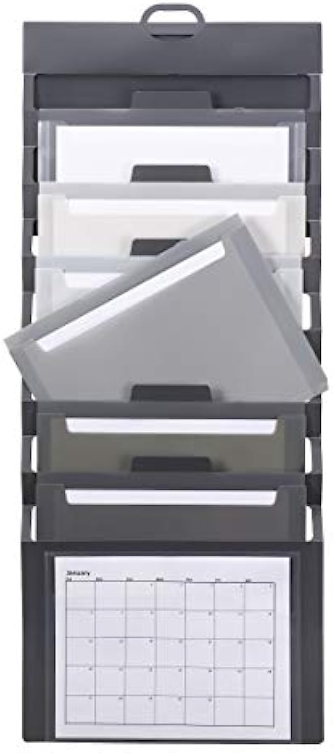 Smead Cascading Wall Organizer, 6 Pockets, Letter Size, Gray/Neutral Pockets (92061)
