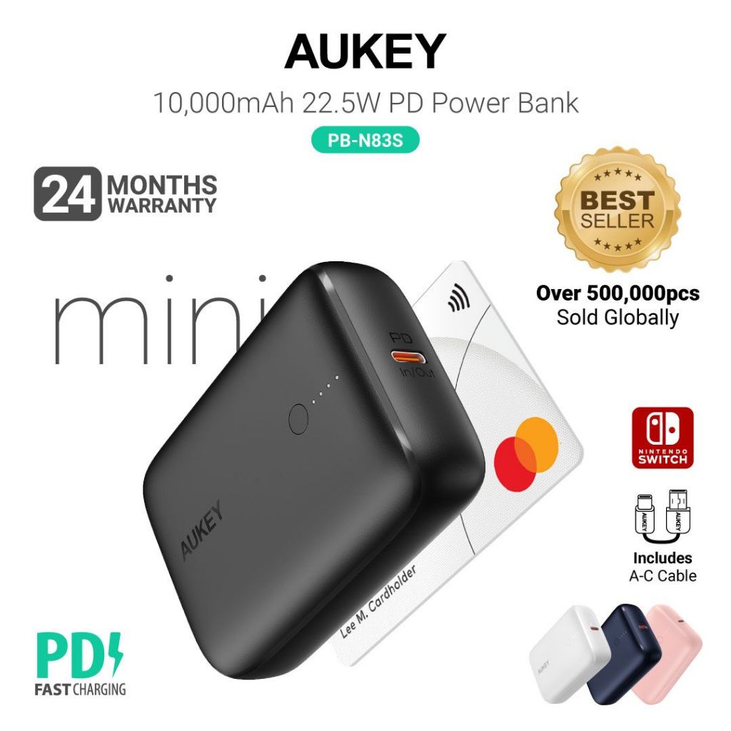 Aukey PB-N83S/PB-Y55 10000MAH 22.5W PD Fast Charging Powerbank Portable Charger (24 Months Warranty)