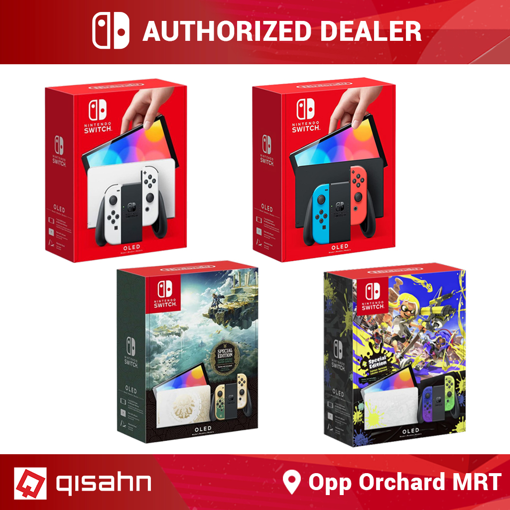 Nintendo Switch OLED Console - Official Singapore - Neon Red/Blue White Splatoon 3 Zelda Tears